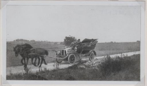 Bil trukket af heste